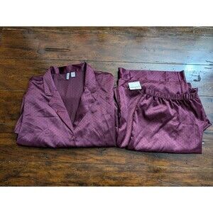 NWT NORDSTROM Satin Pajama M Set 2PC Purple Odyssey Polka Dot Loungewear Luxury